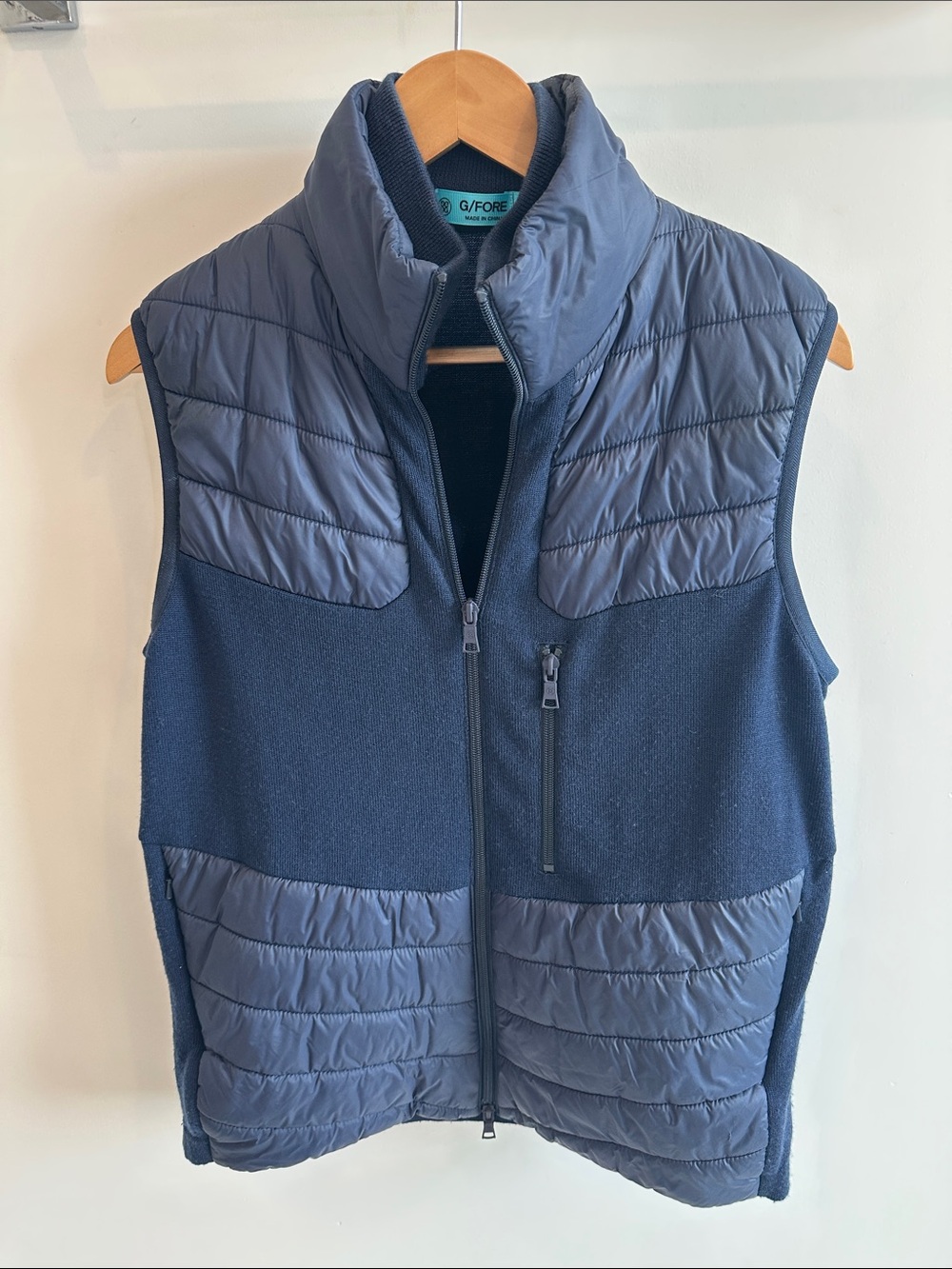 G/FORE Navy Quilted & Fleece Hybrid Vest